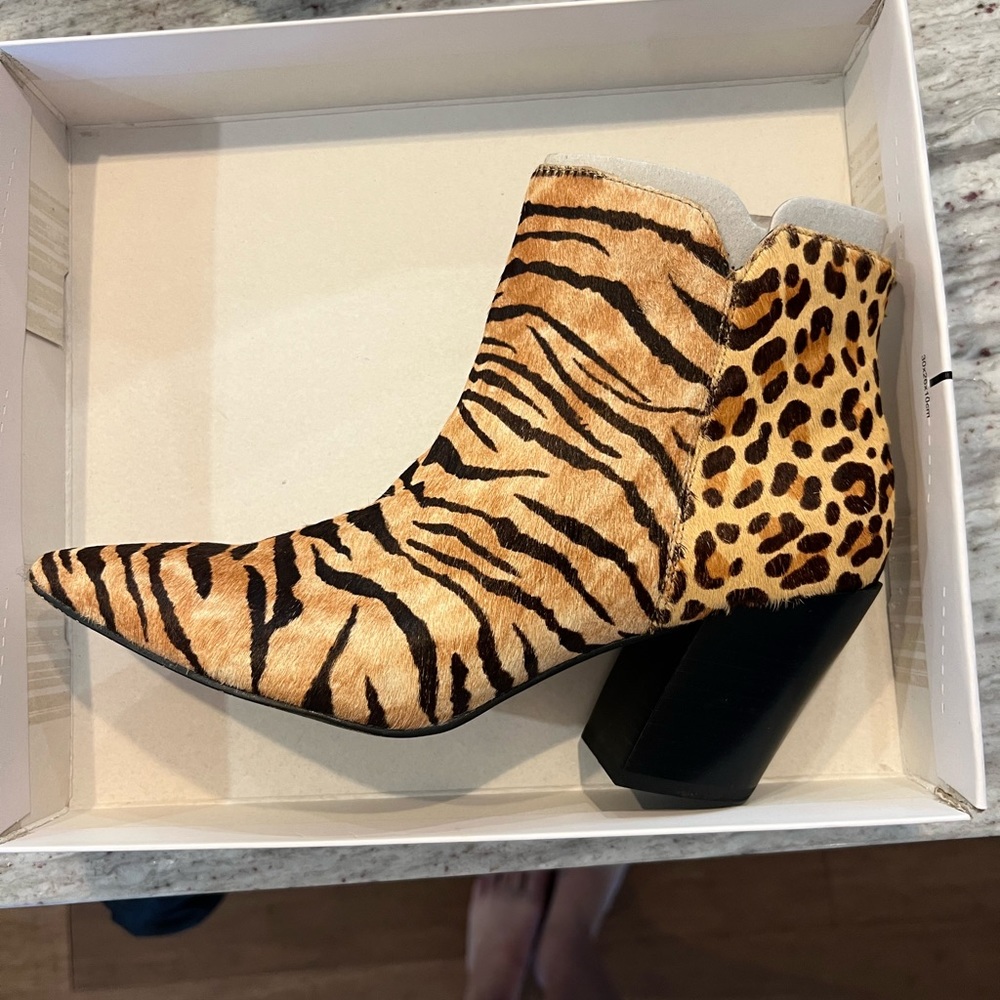 Dolce Vita - tiger and leopard print bootie with feel. Excellent condition